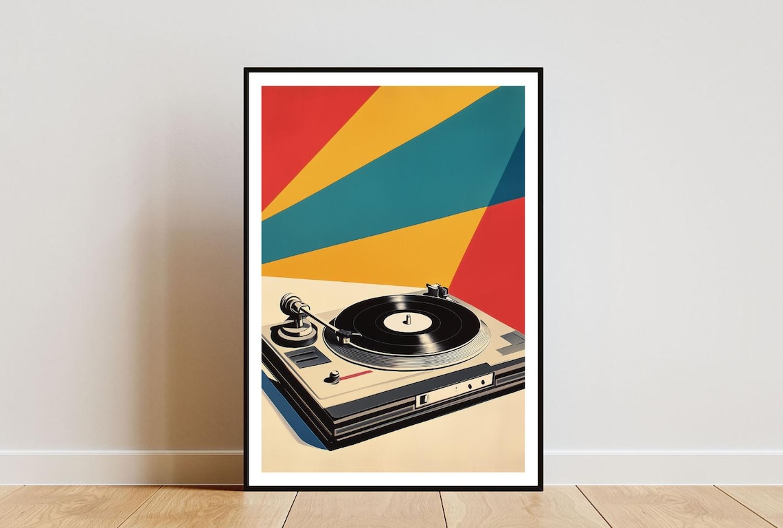 Retro Record Player Poster, Vintage Music Art Print