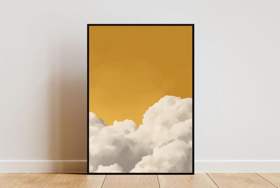 Yellow Cloud Poster Minimalist Wall Art Yellow Cloud Print Abstract Art Poster Cloud Wall Art Living Room Wall Art Cloud Print