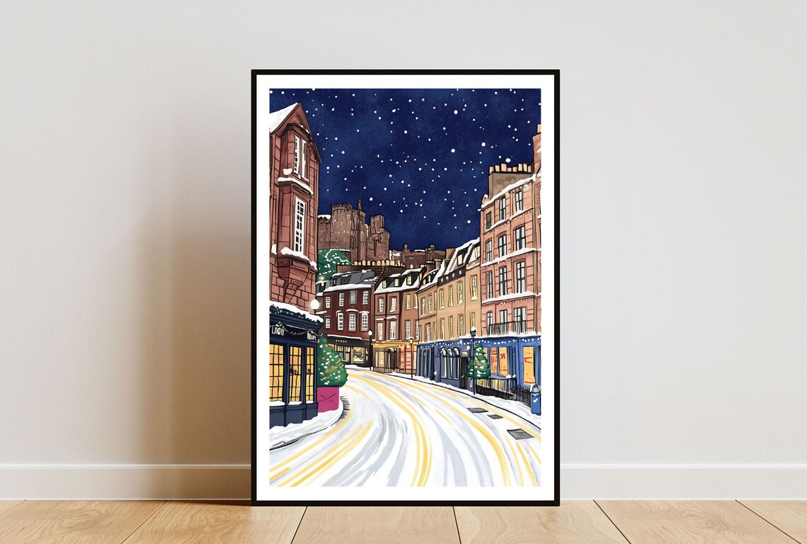 Edinburgh Castle Christmas Travel Poster