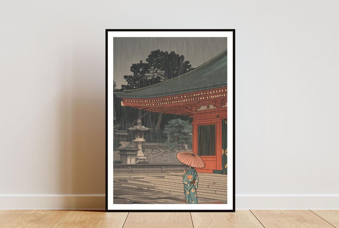 Vintage Japanese Temple Poster Japanese Print Retro Japan Wall Art Japanese Poster Vintage Japanese Temple Art Retro Japanese Wall Art
