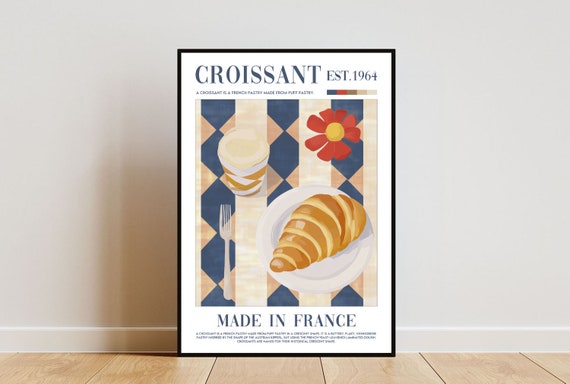 Retro Croissant Poster Kitchen Print Croissant Wall Art Food Poster Coffee Print Coffee Art Kitchen Wall Art Kitchen Poster Pastry