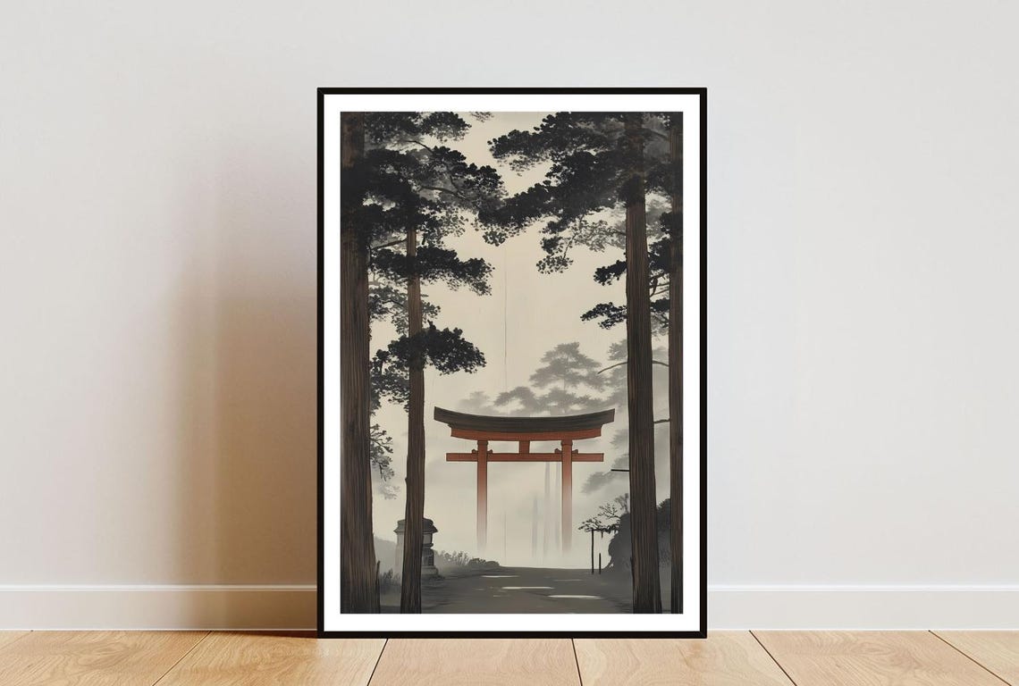 Vintage Japanese Shrine Poster Japanese Print Japan Wall Art Japanese Poster Kyoto Gates Poster Retro Japanese Wall Art Shinto Poster