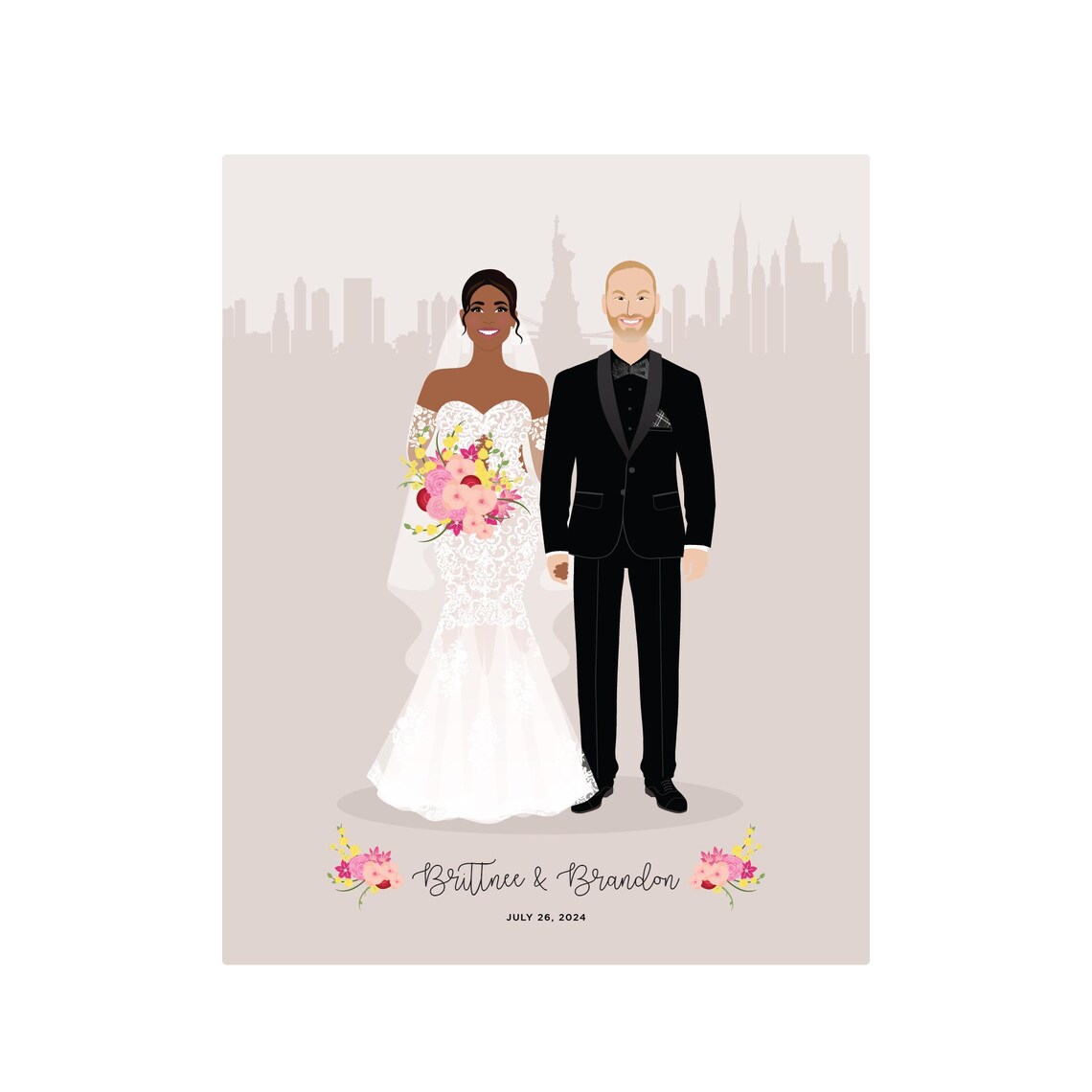 Wedding Couple Drawing, Bridal Illustration - Image 5