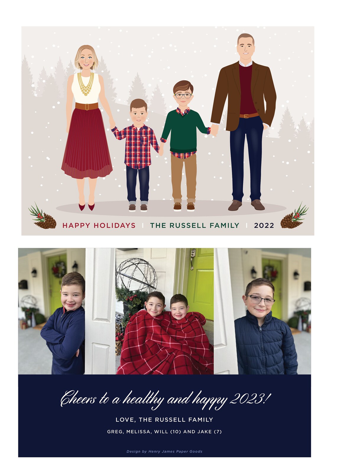 Personalized Family Portrait Christmas Art Print - Image 3