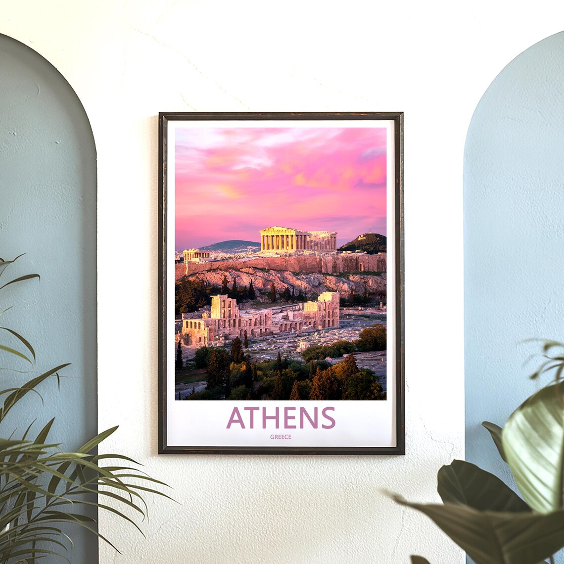 Athens Acropolis Pink Dusk Odeon of Herodes Atticus Photo Poster - Image 3