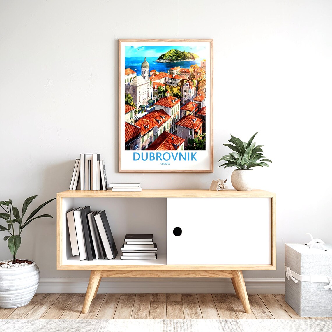 Dubrovnik Croatia Red Rooftops Bell Tower and Island View Anime Poster - Image 2