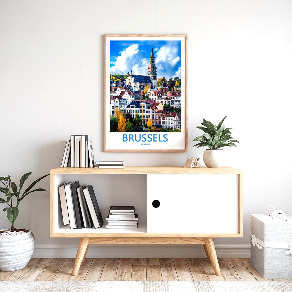 Brussels Belgium Hilltop Church Spire Houses Autumn View Poster - Image 2