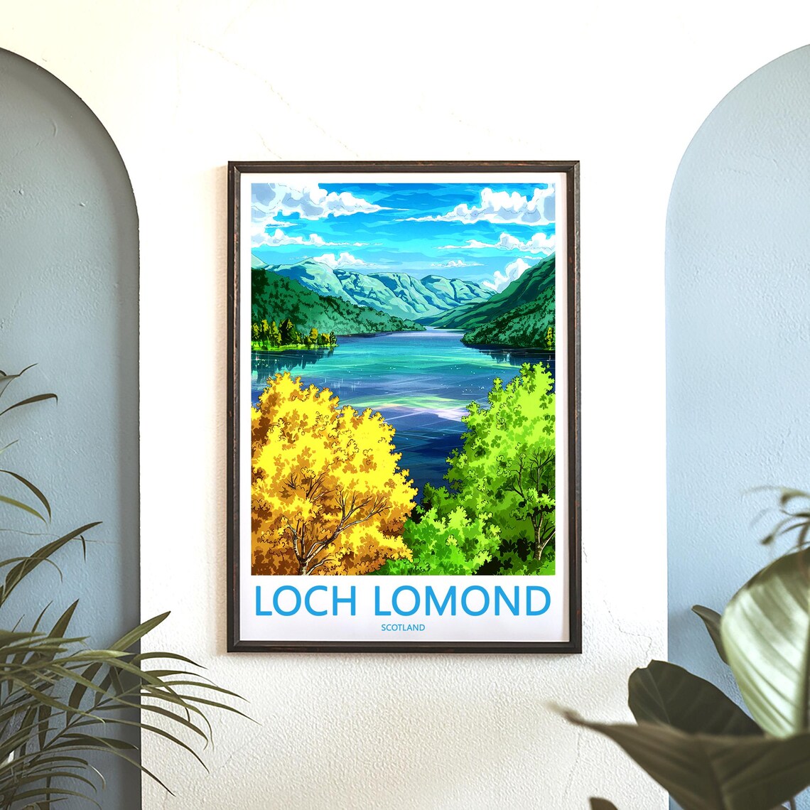 Loch Lomond Scotland Golden Autumn Trees Mountain Lake Poster - Image 3