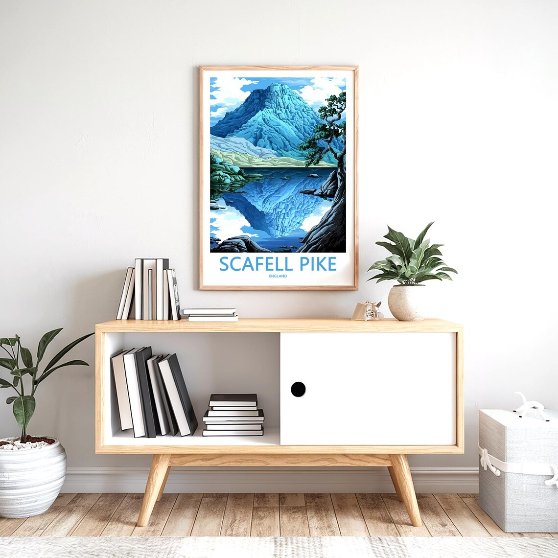 Scafell Pike England Blue Peak Reflected in Still Lake Poster - Image 2