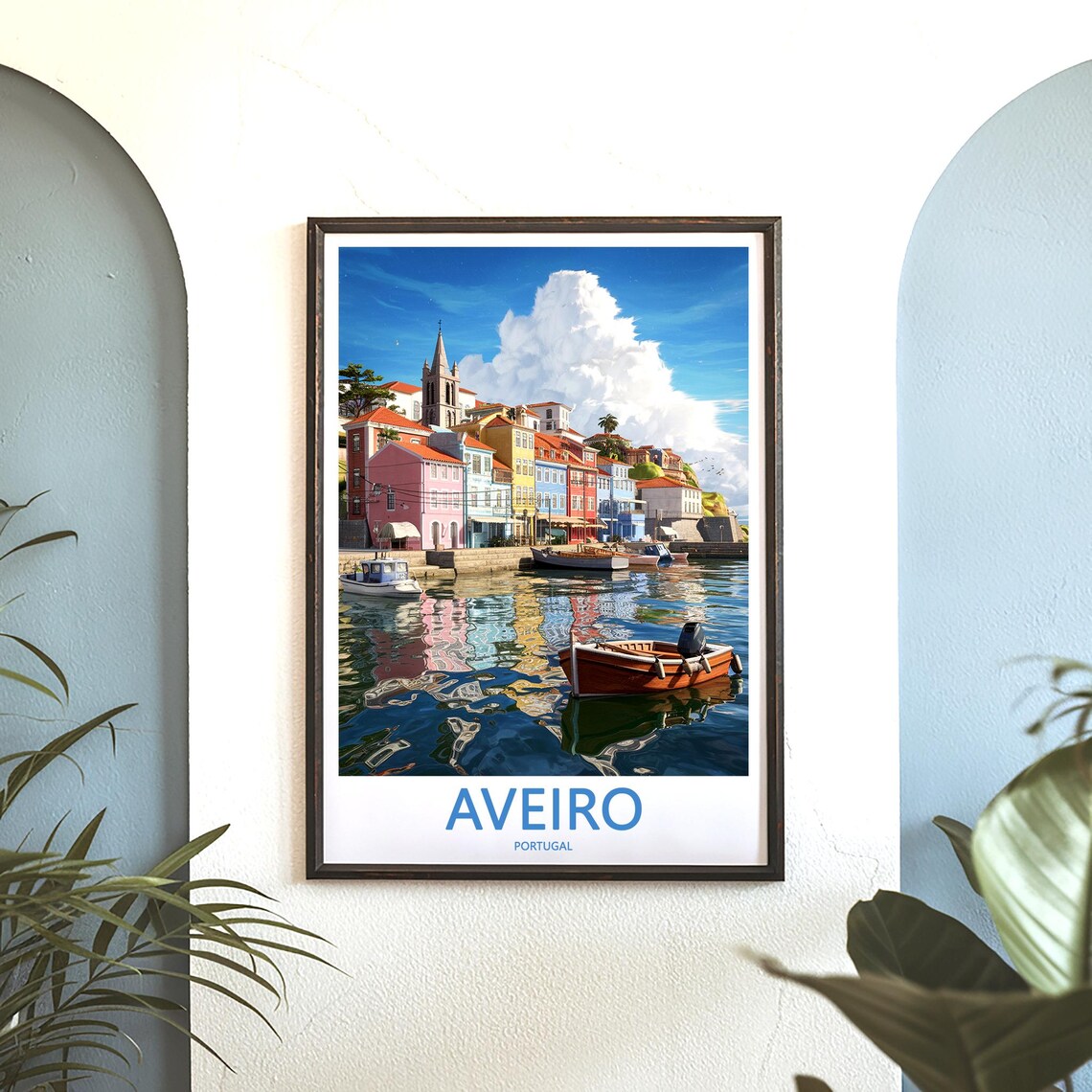 Aveiro Waterfront Boats and Colorful Buildings Travel Poster - Image 3