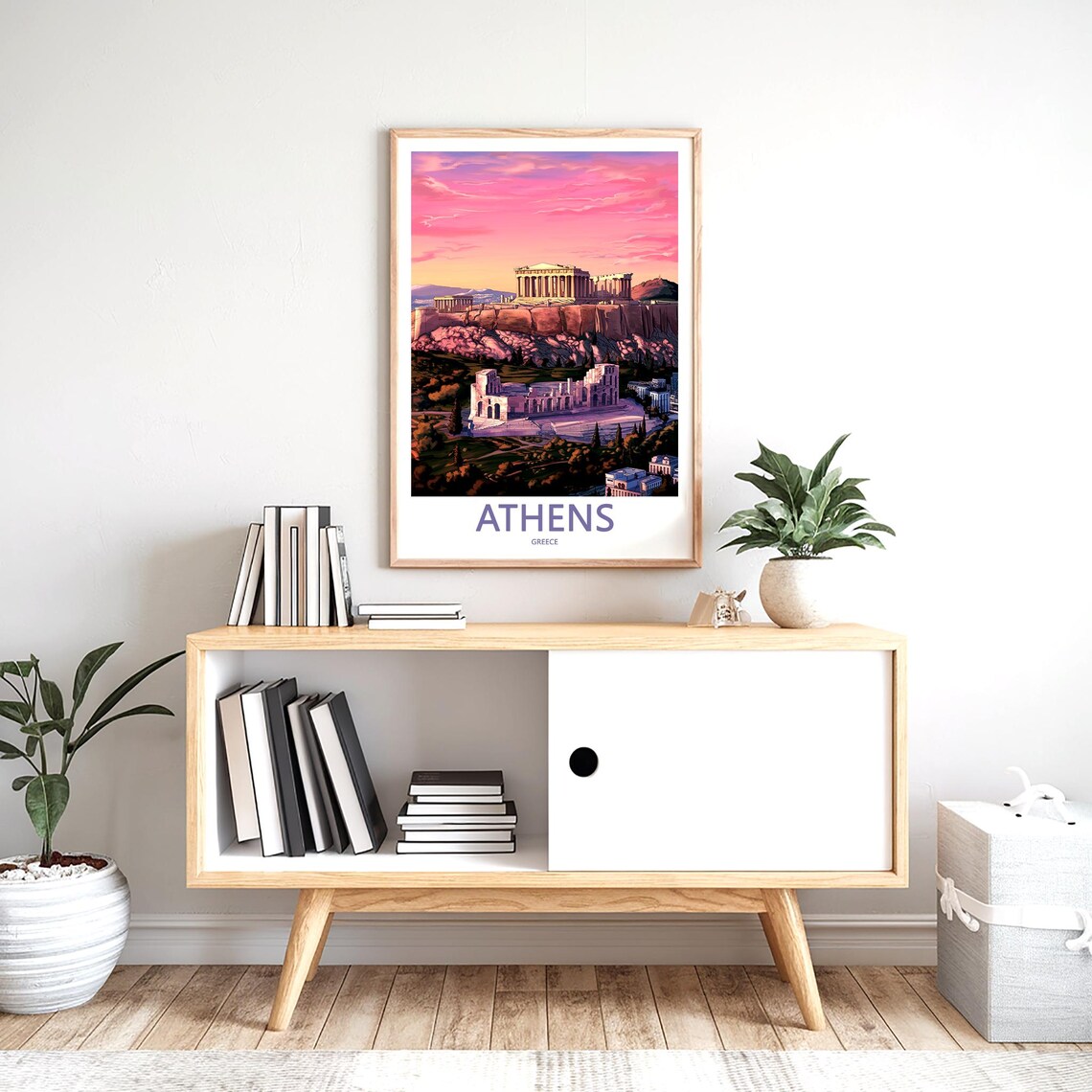 Athens Acropolis Sunset Theater Ruins Illustration Vintage Poster - Image 2