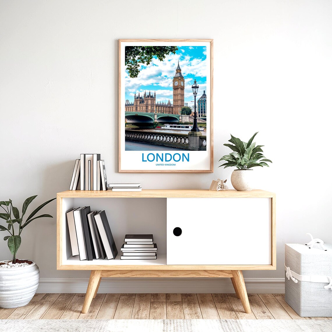 Big Ben and Westminster Bridge Sunny Embankment Photo Poster - Image 2