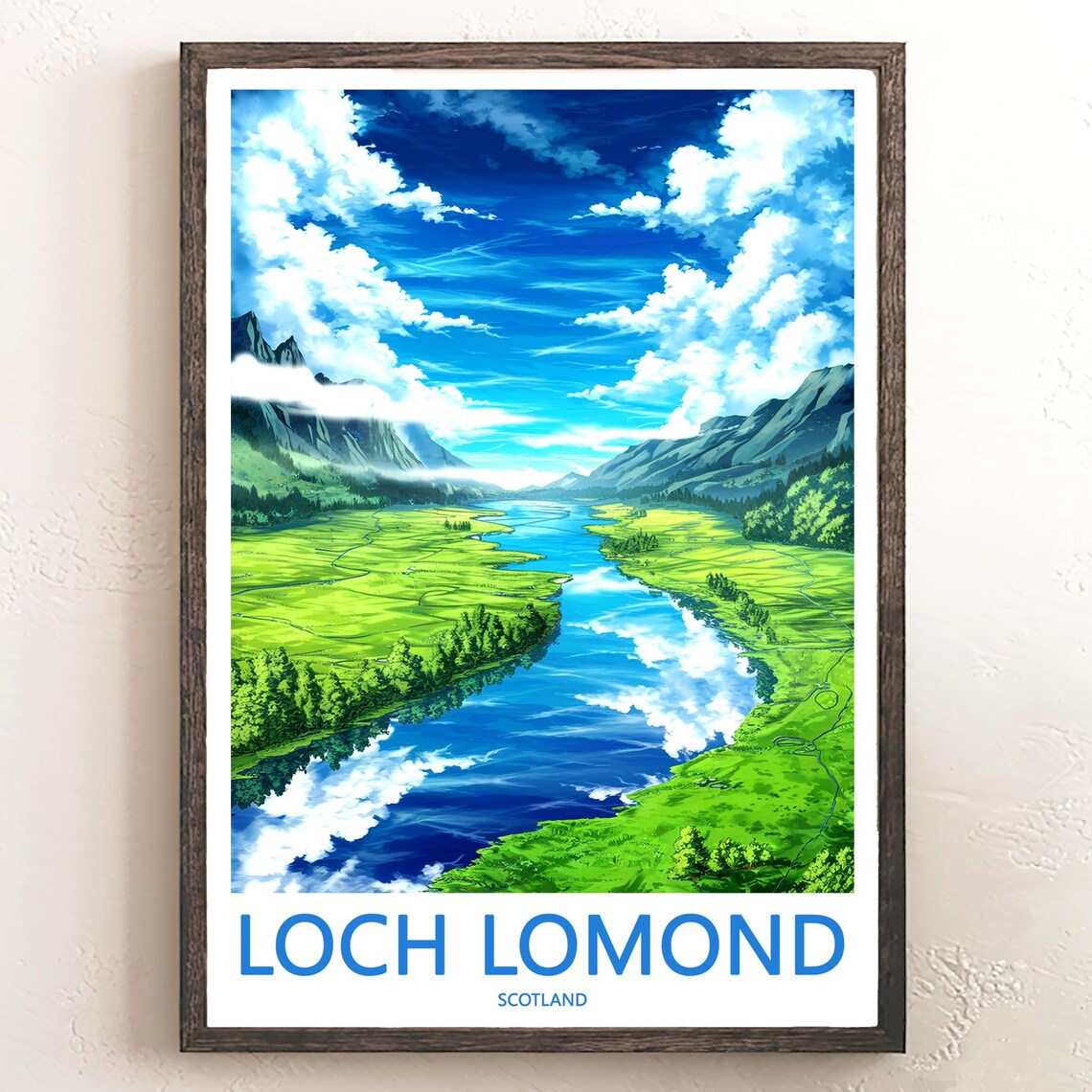 Loch Lomond Scotland Aerial Green Valley River Vista Art Poster
