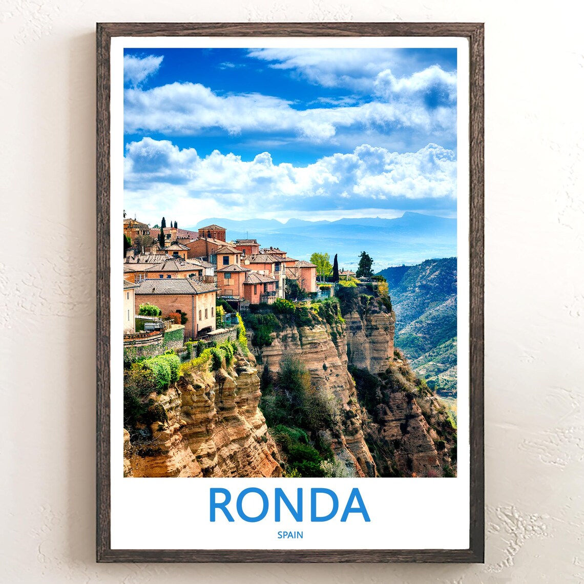 Ronda Cliff Houses Above the Gorge Spain Travel Scenic Poster