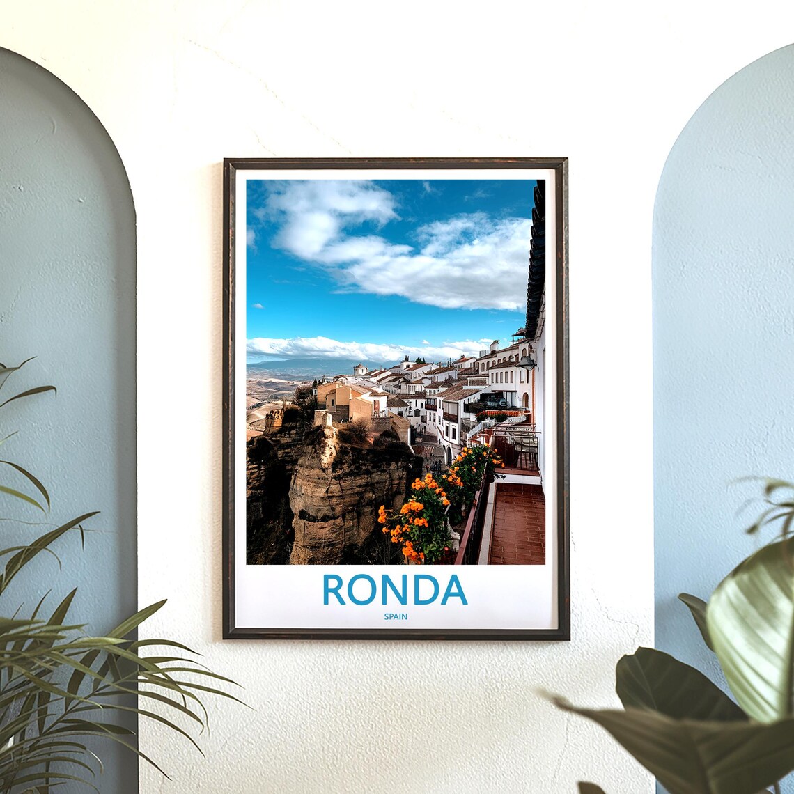 Ronda Clifftop Terrace Flowers Over the El Tajo Gorge Poster - Image 3