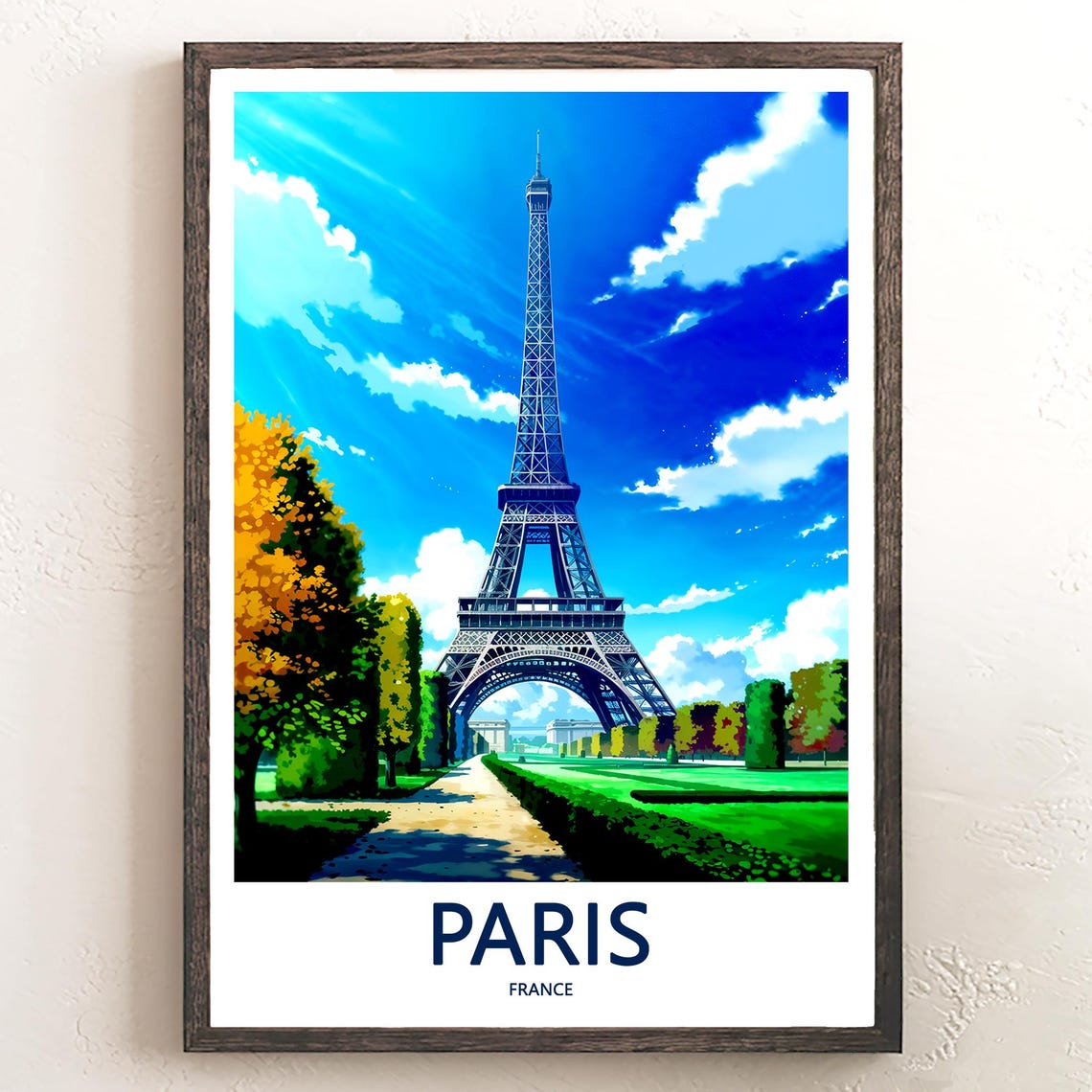 Eiffel Tower at the End of a Tree-Lined Garden Avenue Poster