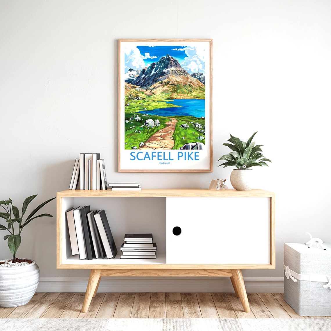 Scafell Pike England Rugged Summit Stone Path to Lake Poster - Image 2