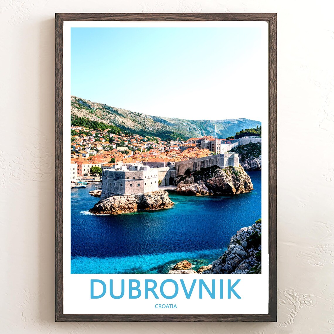 Dubrovnik Croatia Sea Fortress On Rocky Cliffs Travel Poster