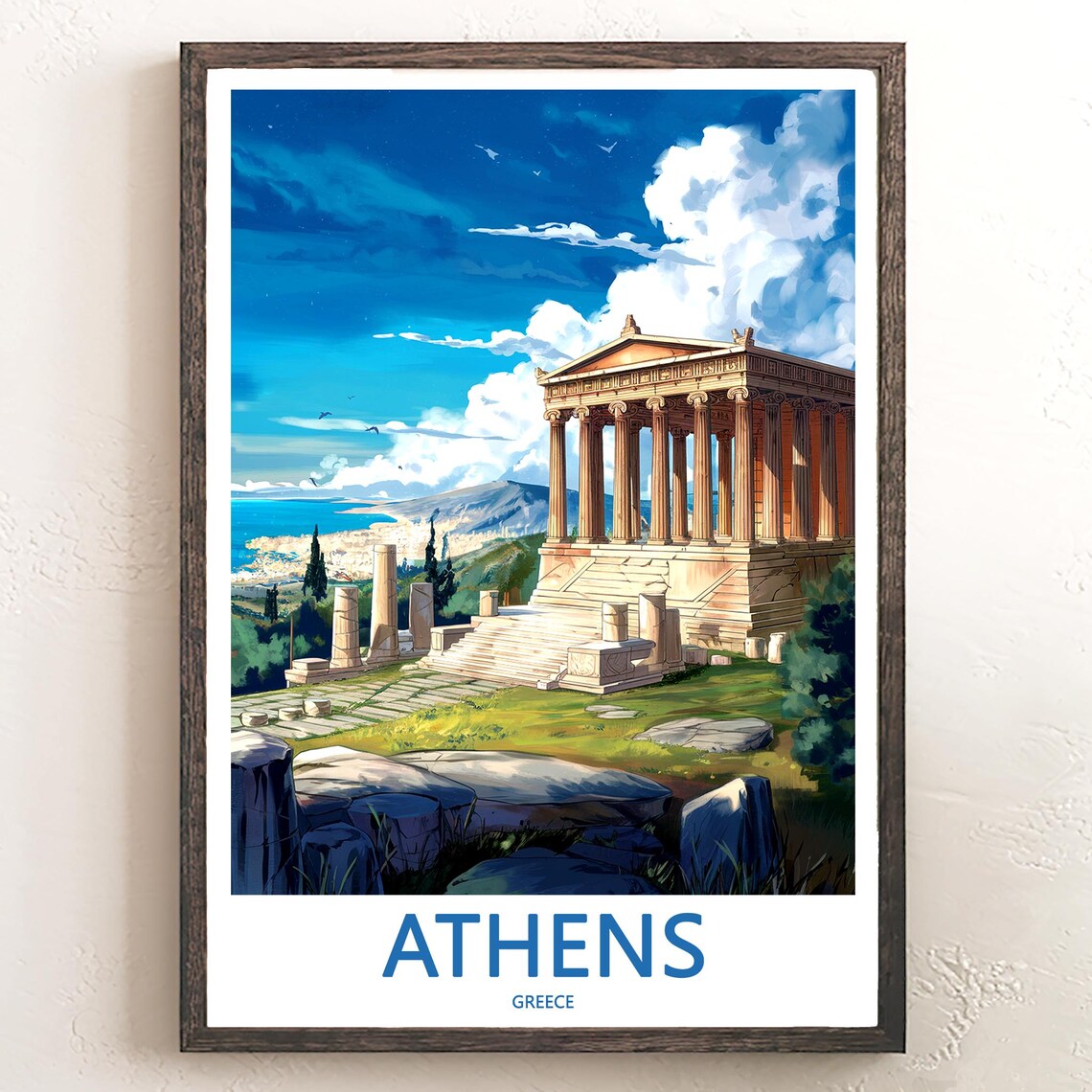 Athens Ancient Greek Coastal Temple Above the Aegean Sea Poster