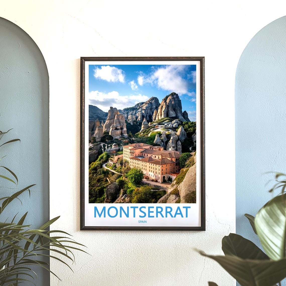 Montserrat Monastery Aerial View in Rocky Mountains Travel Poster - Image 3