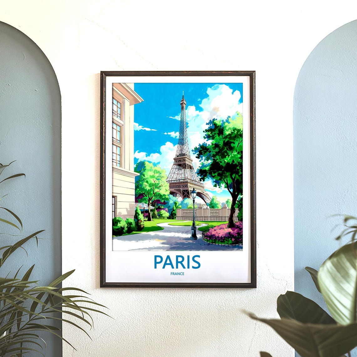 Paris Eiffel Tower From a Leafy Park Path on a Summer Day Poster - Image 3
