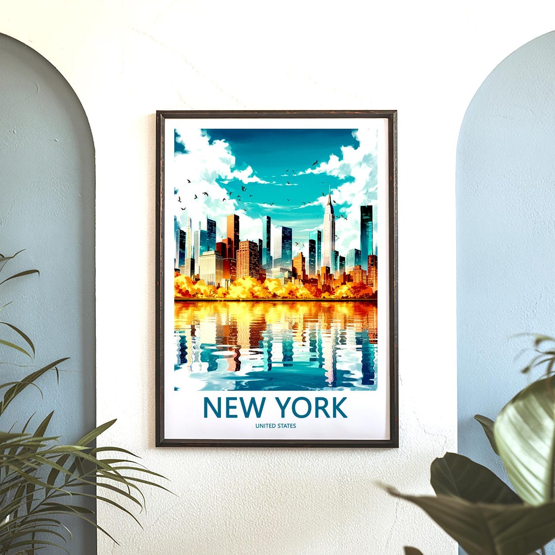 Golden Autumn Manhattan Skyline Under Dramatic Clouds Poster - Image 3