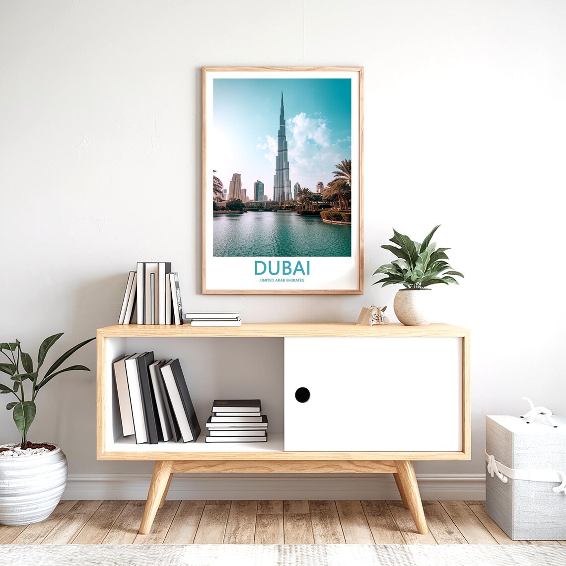 Dubai Burj Khalifa Teal Daytime Sky Over Lake Photo Travel Poster - Image 2