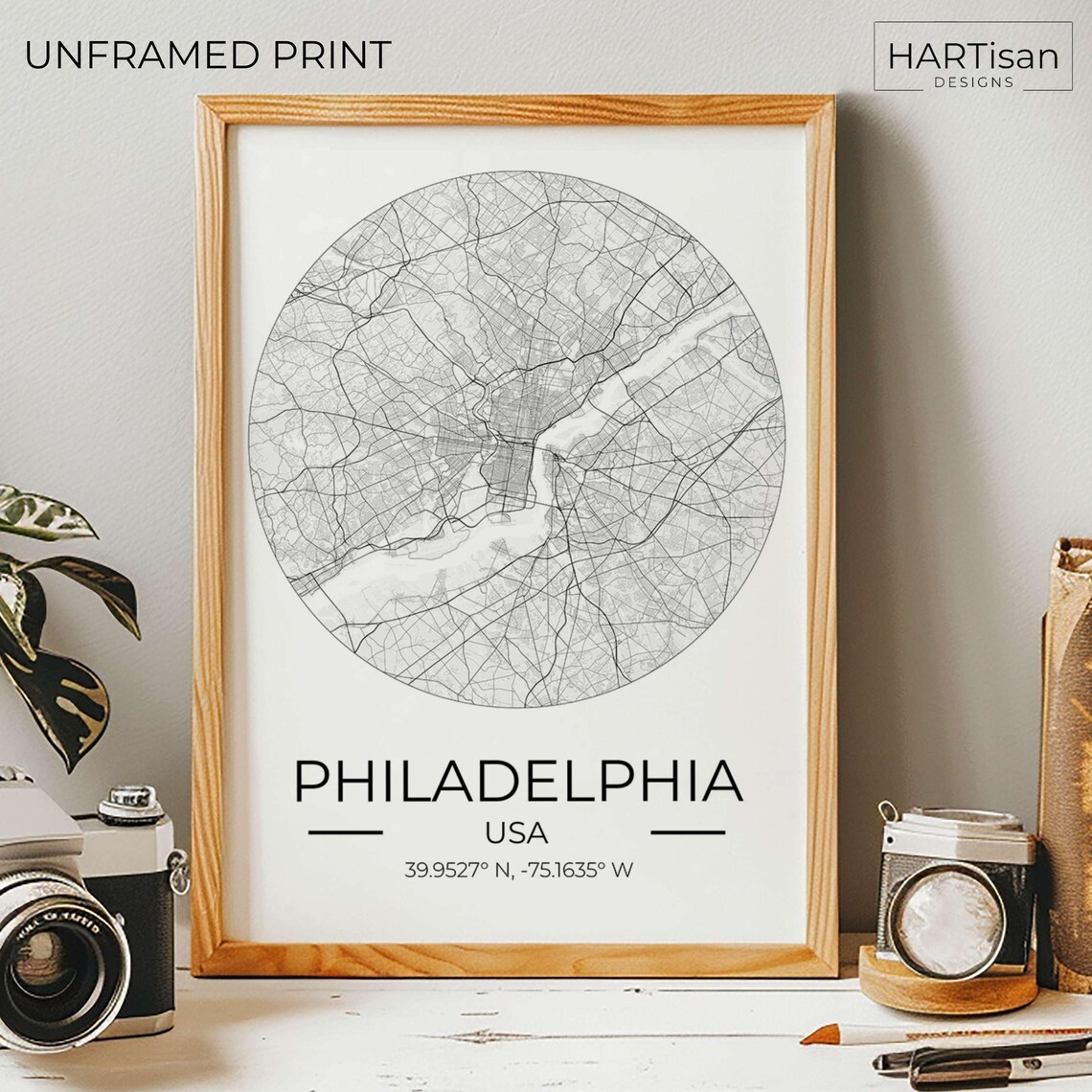 Philadelphia USA Round City Street Map Art Travel Gift Poster - Image 5