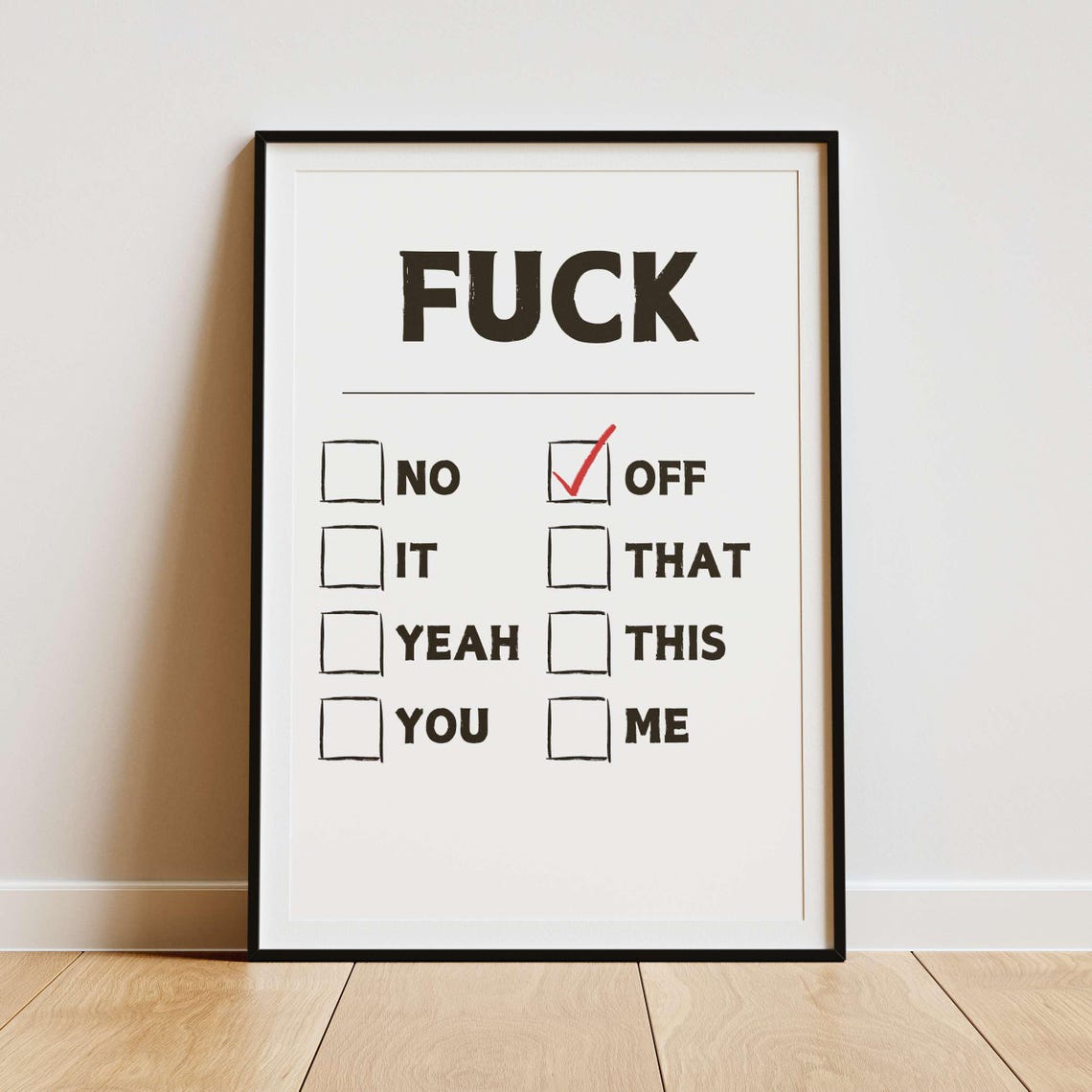 Fuck Checkbox Pick Your Poison Black Funny Swear Word Poster - Image 2