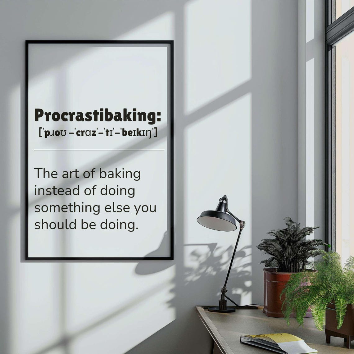 Procrastibaking Definition Funny Baking Lovers Kitchen Quote Poster - Image 2