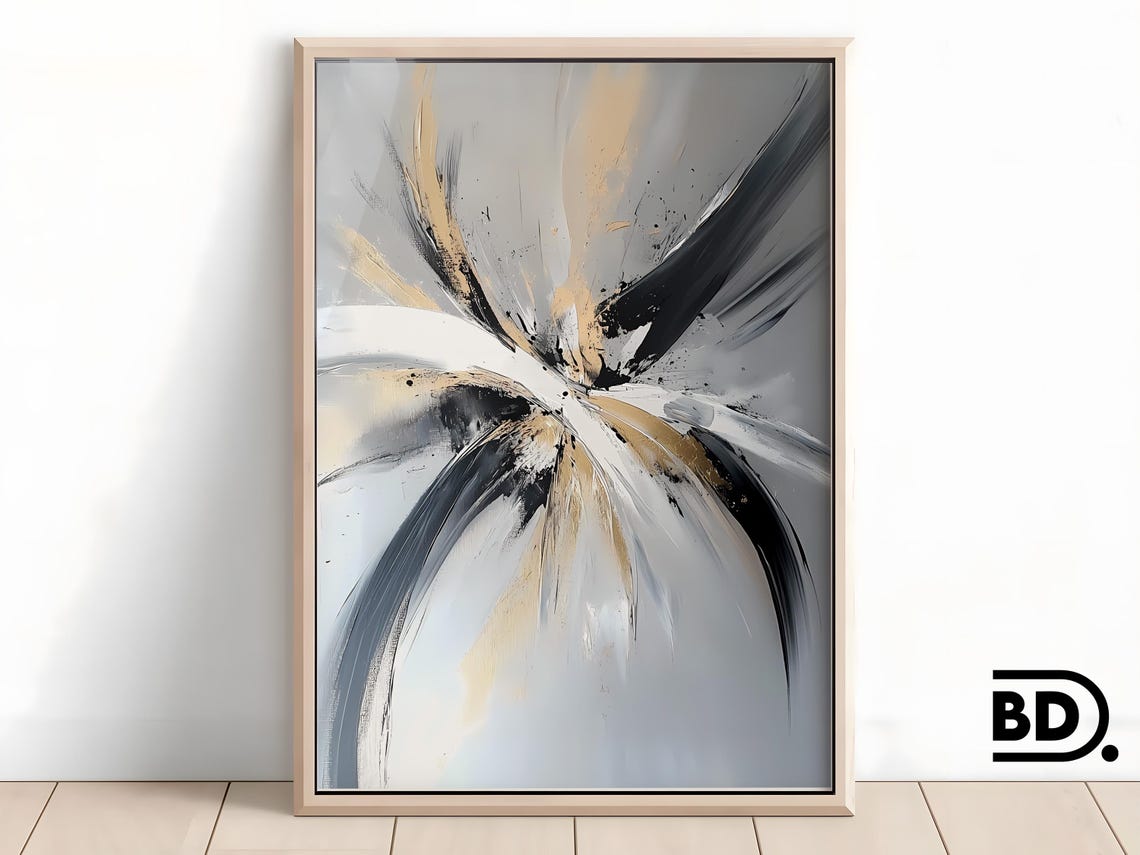 Abstract Wall Art Black And Brown Minimalist Print Neutral Japandi Gallery Decor Elegant Brushstroke Artwork