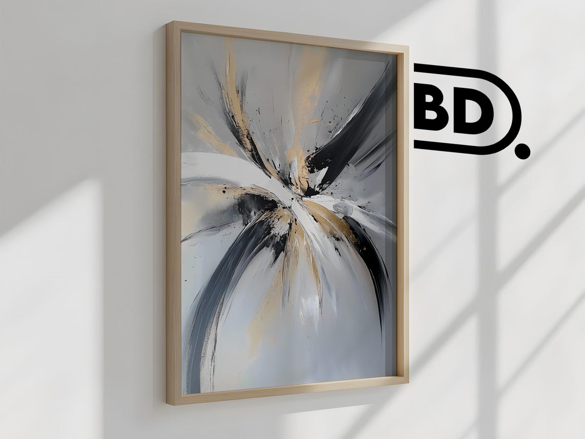 Abstract Wall Art Black And Brown Minimalist Print Neutral Japandi Gallery Decor Elegant Brushstroke Artwork - Image 2