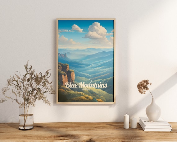 Blue Mountains Australia Travel Poster, Scenic Print
