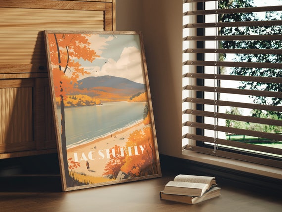 Print Lake Stukely Mount Orford Park Provincial Cantonsdelest Qubec Estrie Hike Beach Fall Mountain Poster Maple Leaf Canada
