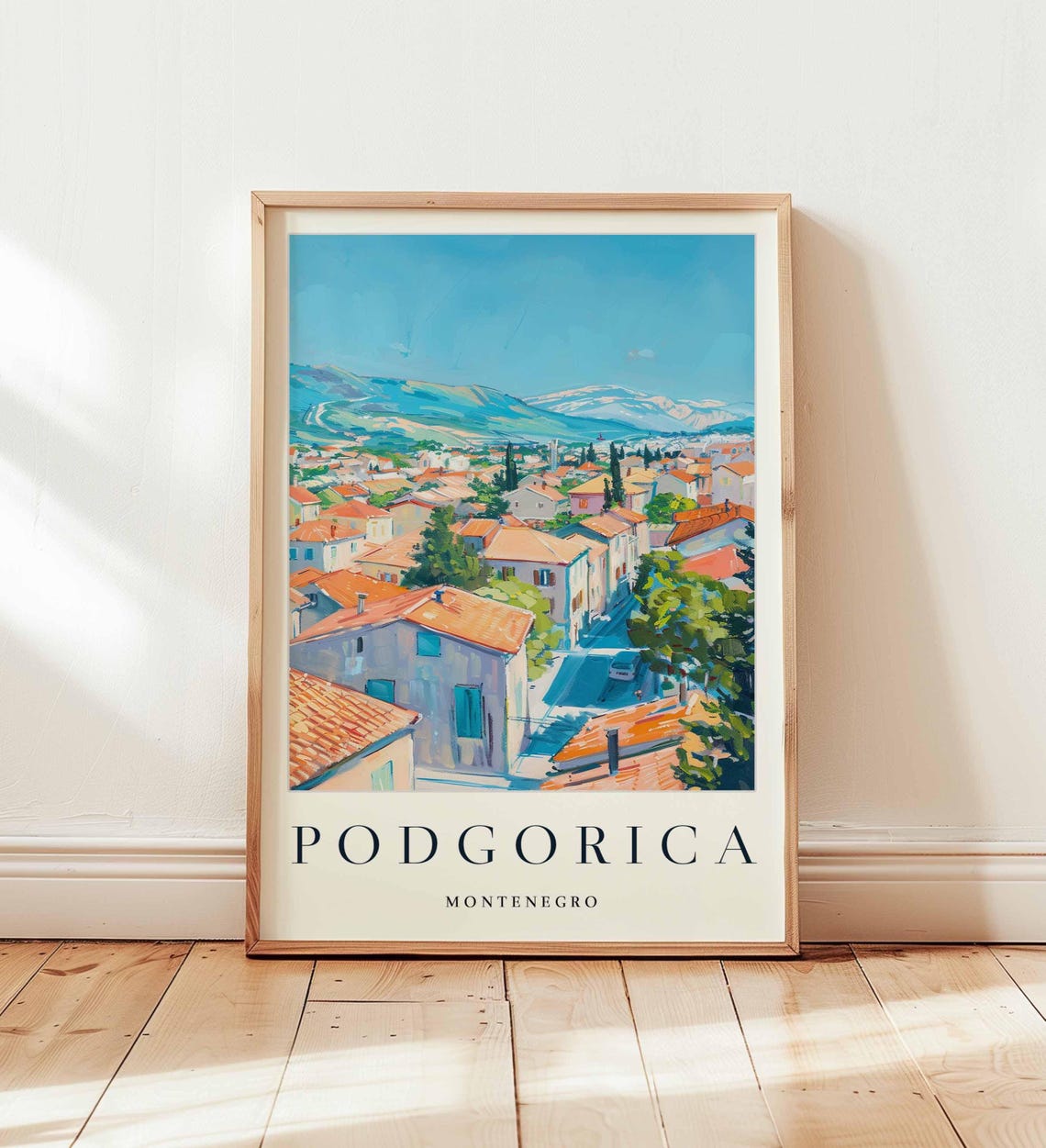 Podgorica Montenegro Rooftop Panorama Mountains City View Poster