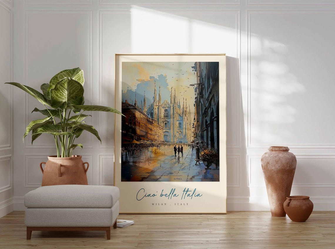 Milan Poster Italian Travel Print Milan Travel Art Milan Wall Art Italy Art Italy Travel Decor Italian Travel Gift - Image 3