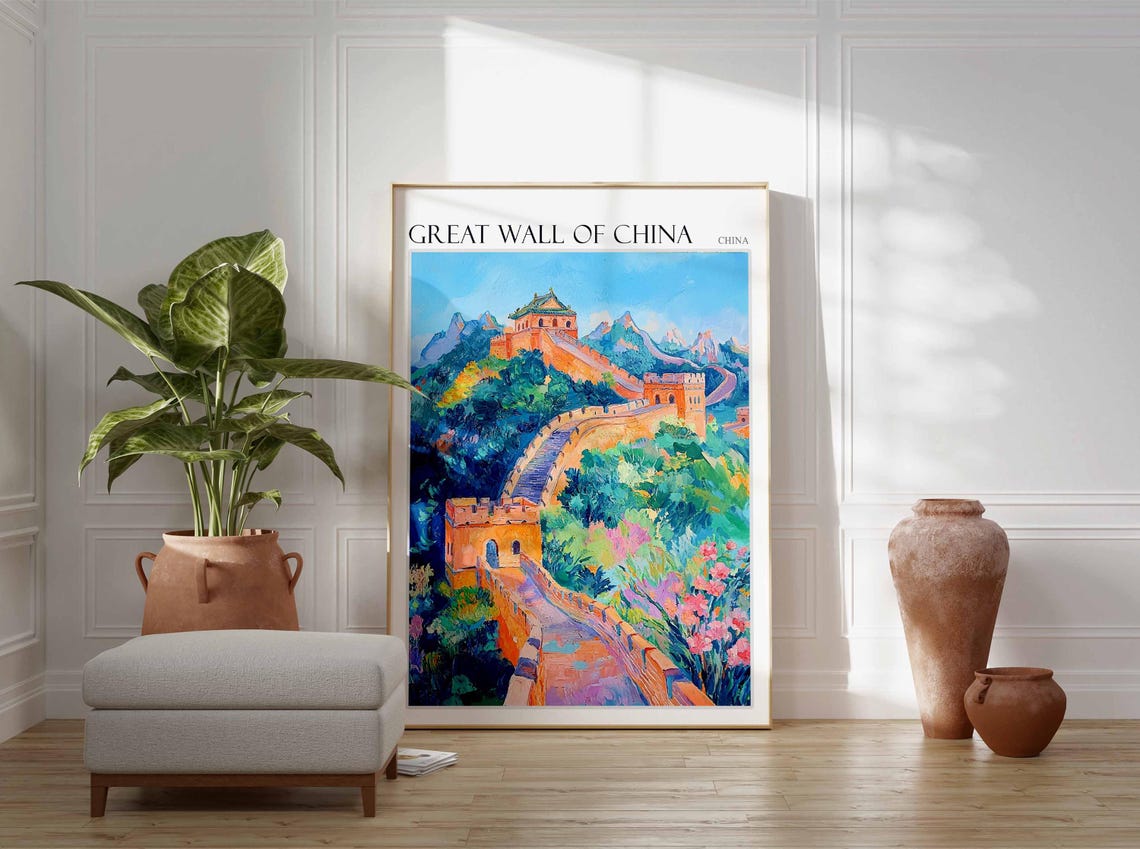 Great Wall Of China Poster Great Wall Of China Travel Print Chinese Decor Asia Travel Poster Asian Wall Art Botanical Decor China Gift - Image 2