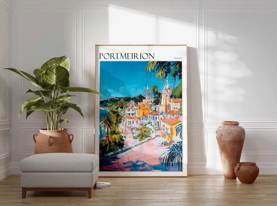Portmeirion Wales Italianate Village Campanile Towers Coast Art Poster - Image 4