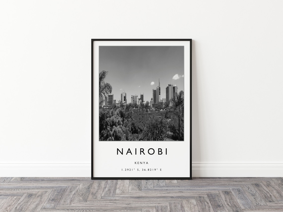 Nairobi Travel Poster, Kenya Black and White Art Print - Image 2