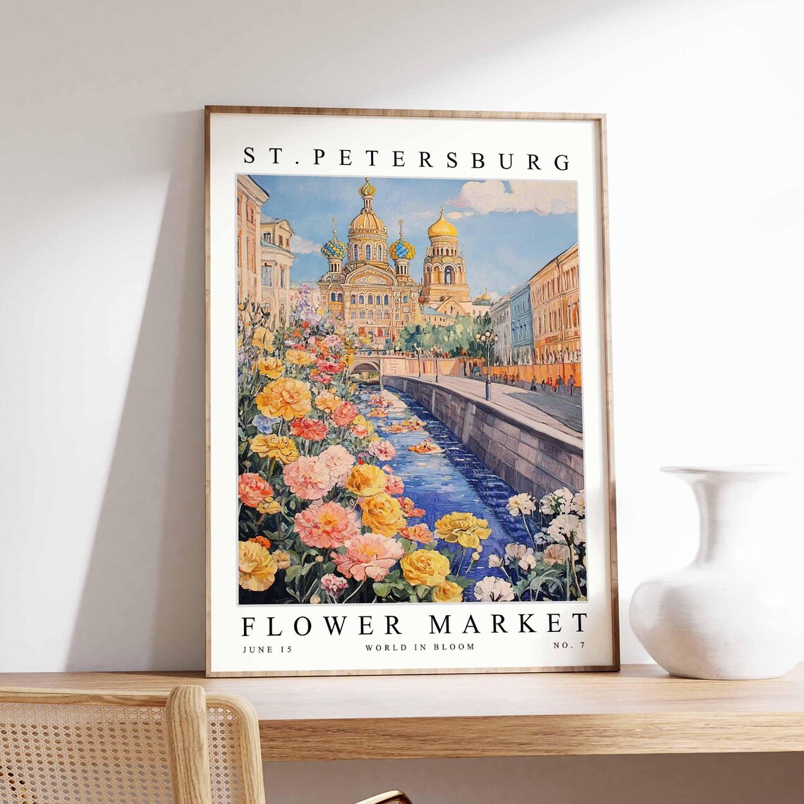 St Petersburg Flower Market Cathedral Canal Bloom Art Poster