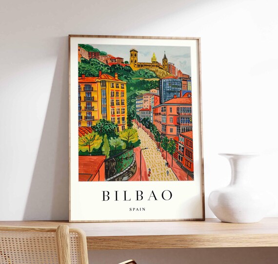 Bilbao Poster Spain Print Wall Art Guggenheim Museum Basque Country Skyline Travel