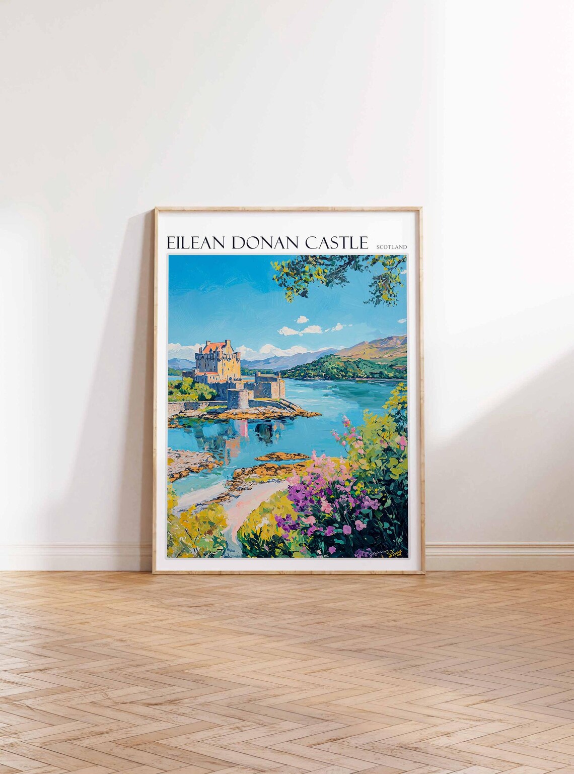 Eilean Donan Castle Scotland Flowering Frame Turquoise Loch Art Poster - Image 3