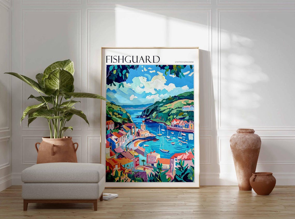 Fishguard Poster Wales Travel Poster Coastal Wall Art Welsh Decor Uk Travel Poster Welsh Landscape Uk Travel Prints Seaside Towns - Image 3