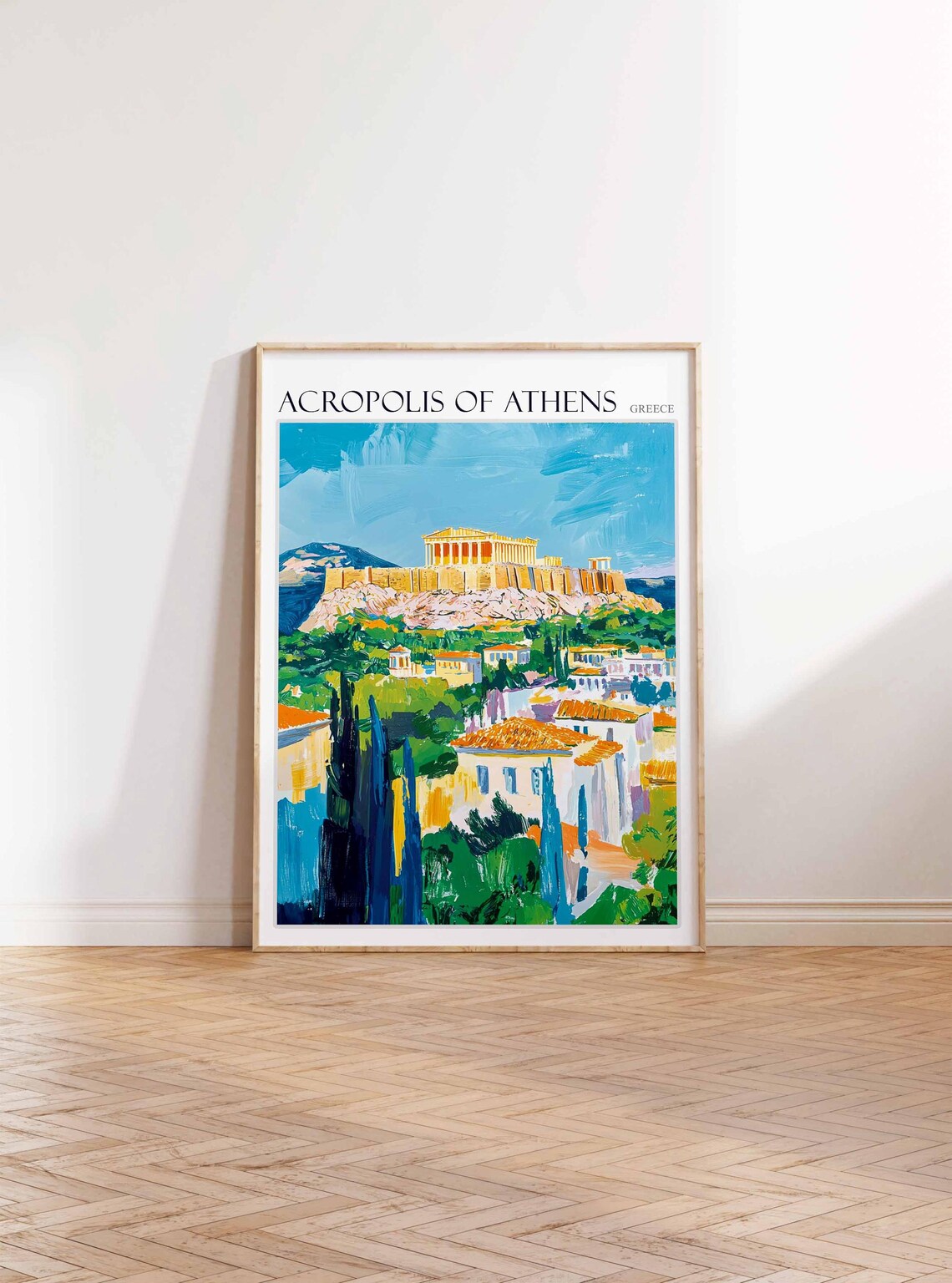 Acropolis Of Athens Greece Parthenon Hill Colorful Art Travel Poster - Image 2