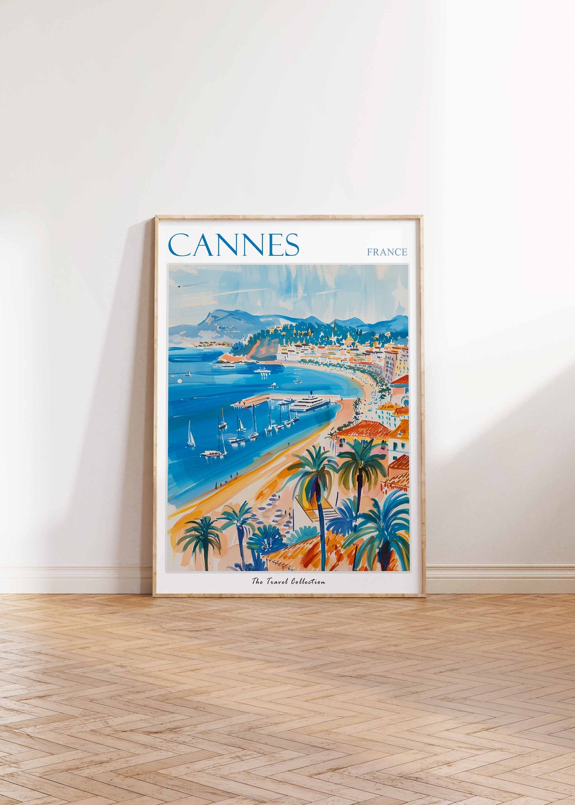 Cannes France Riviera Bay Palms Yachts Golden Beach Art Poster - Image 2