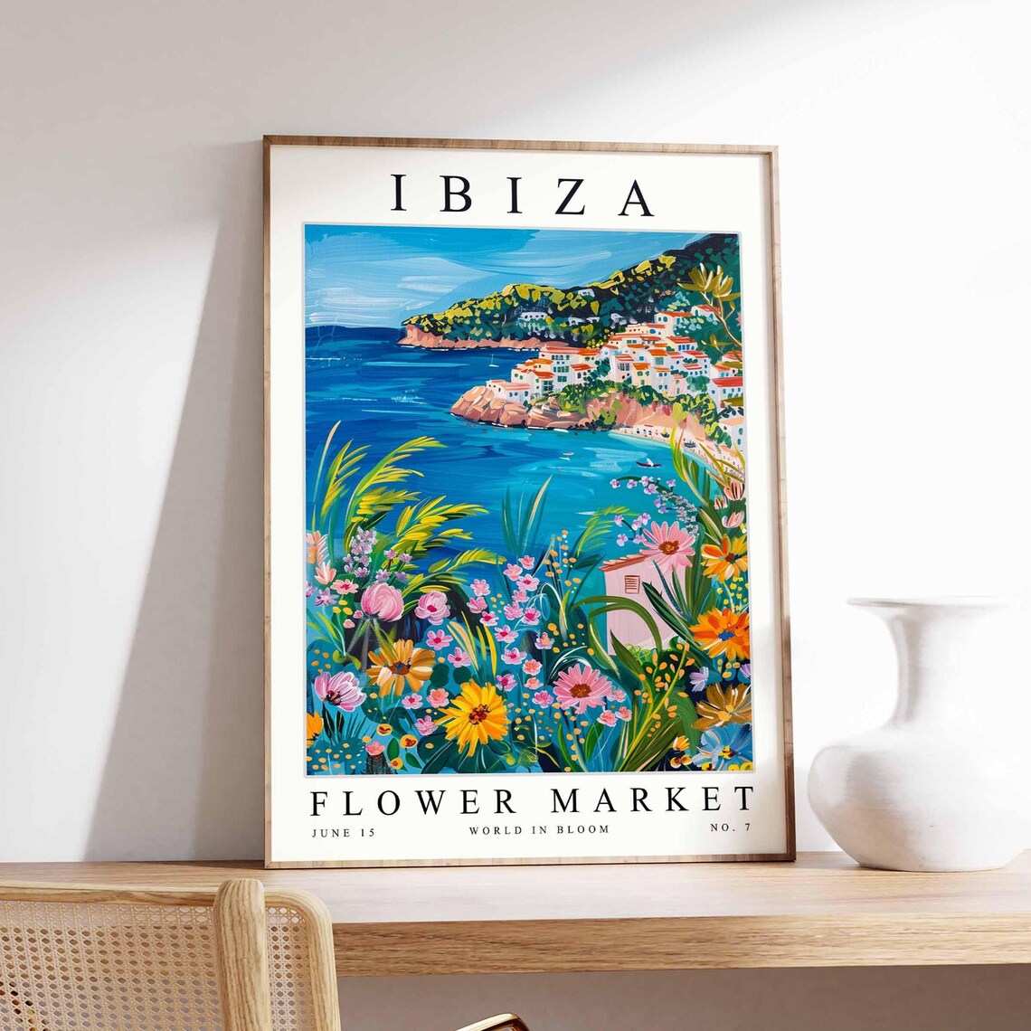 Ibiza Flower Market Rocky Point Village Pink Meadow Art Poster