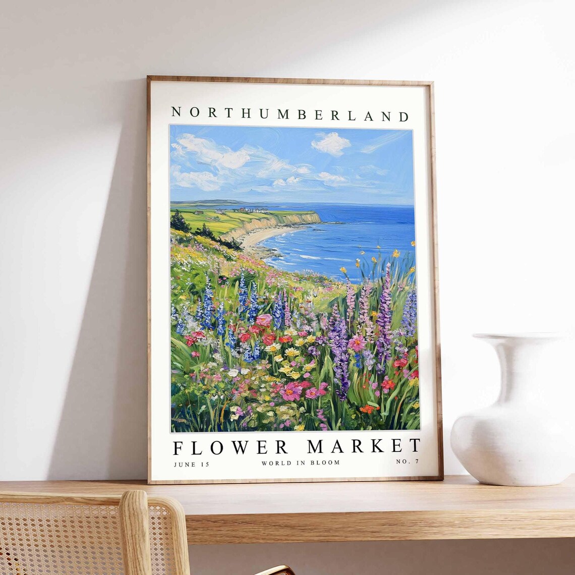 Northumberland Flower Market Green Cliffs Shore Bloom Poster