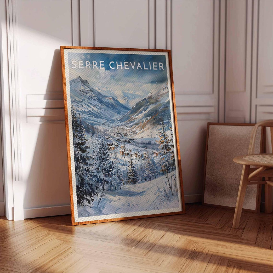 Skiing Travel Poster Serre Chevalier Ski Print France Travel Print Skiing Art Skiing Print Winter Sport Art Ski Gift - Image 3