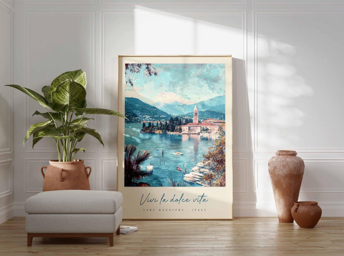 Lake Maggiore Poster Italian Travel Print Lake Maggiore Travel Art Lake Maggiore Wall Art Italy Art Italy Travel Decor Travel Gift - Image 3