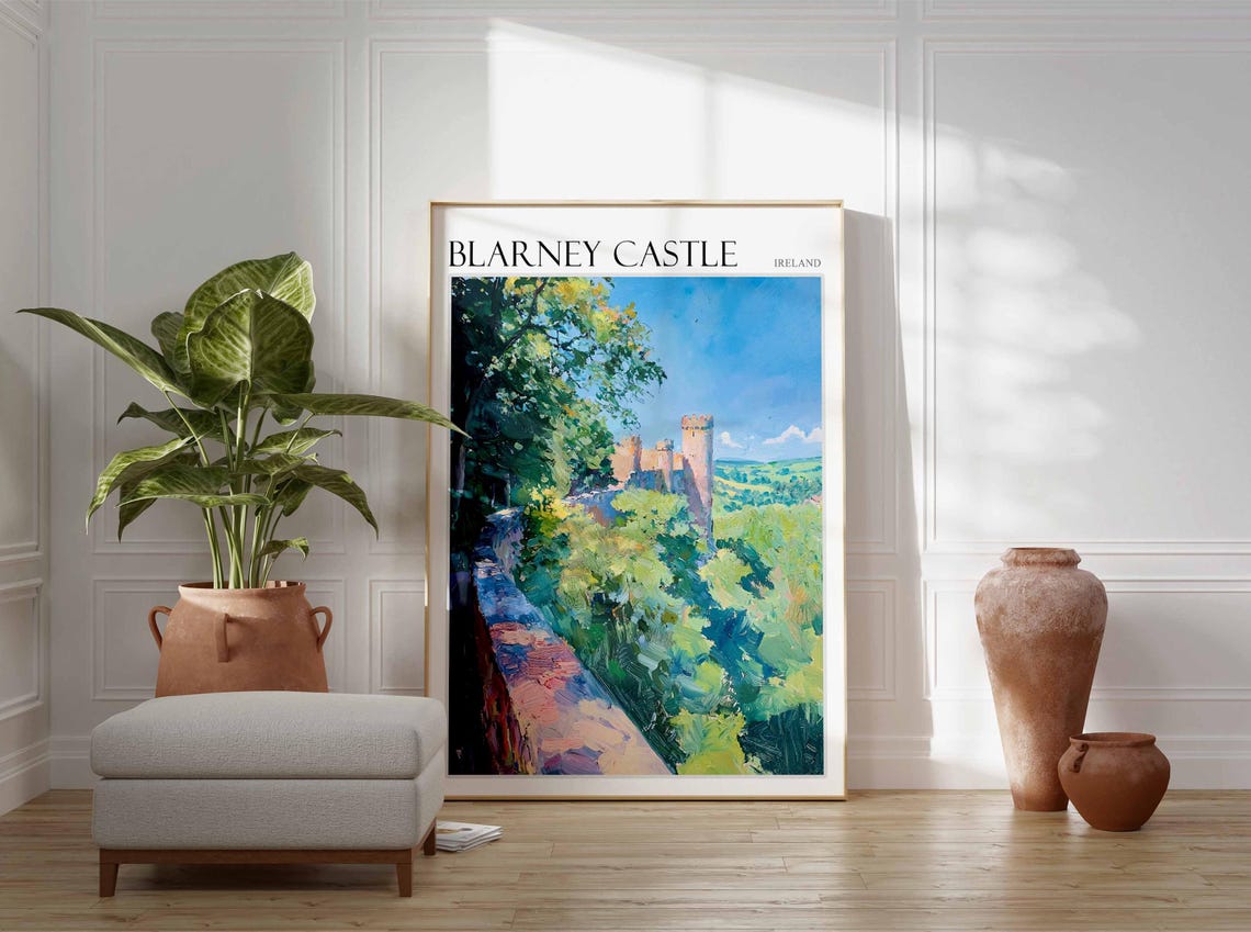 Blarney Castle Ireland Riverside Path to Castle Wall Scene Poster - Image 2